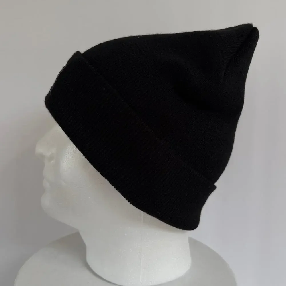 The North Face Logo Box Cuffed Beanie Black Knit Winter Ski Snowboard Hat Unisex